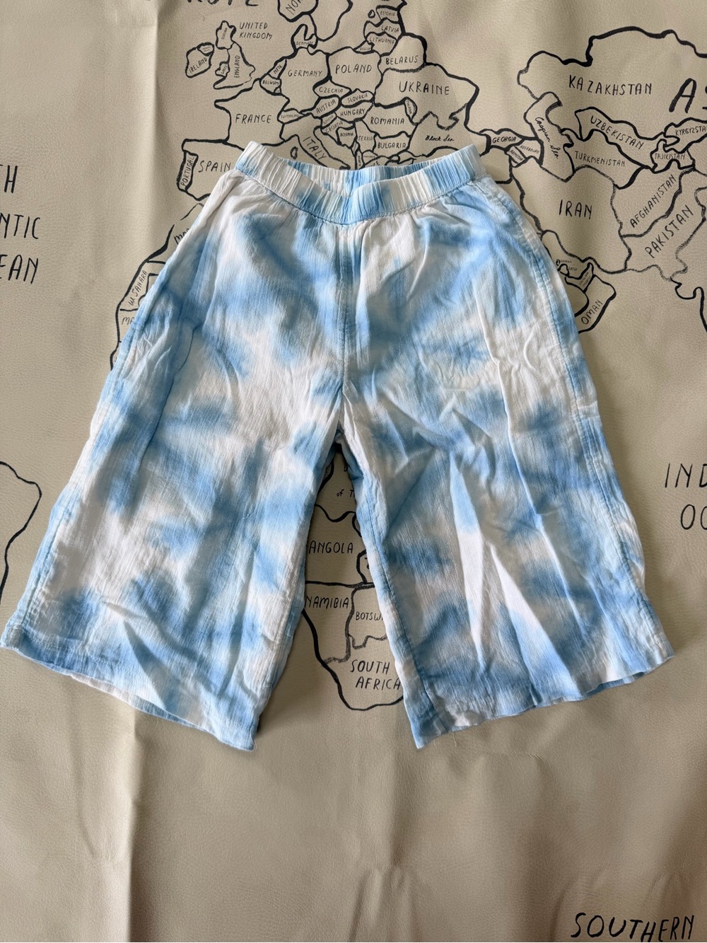 Janie and Jack White and Light Blue Tie-Dye Cotton Shorts